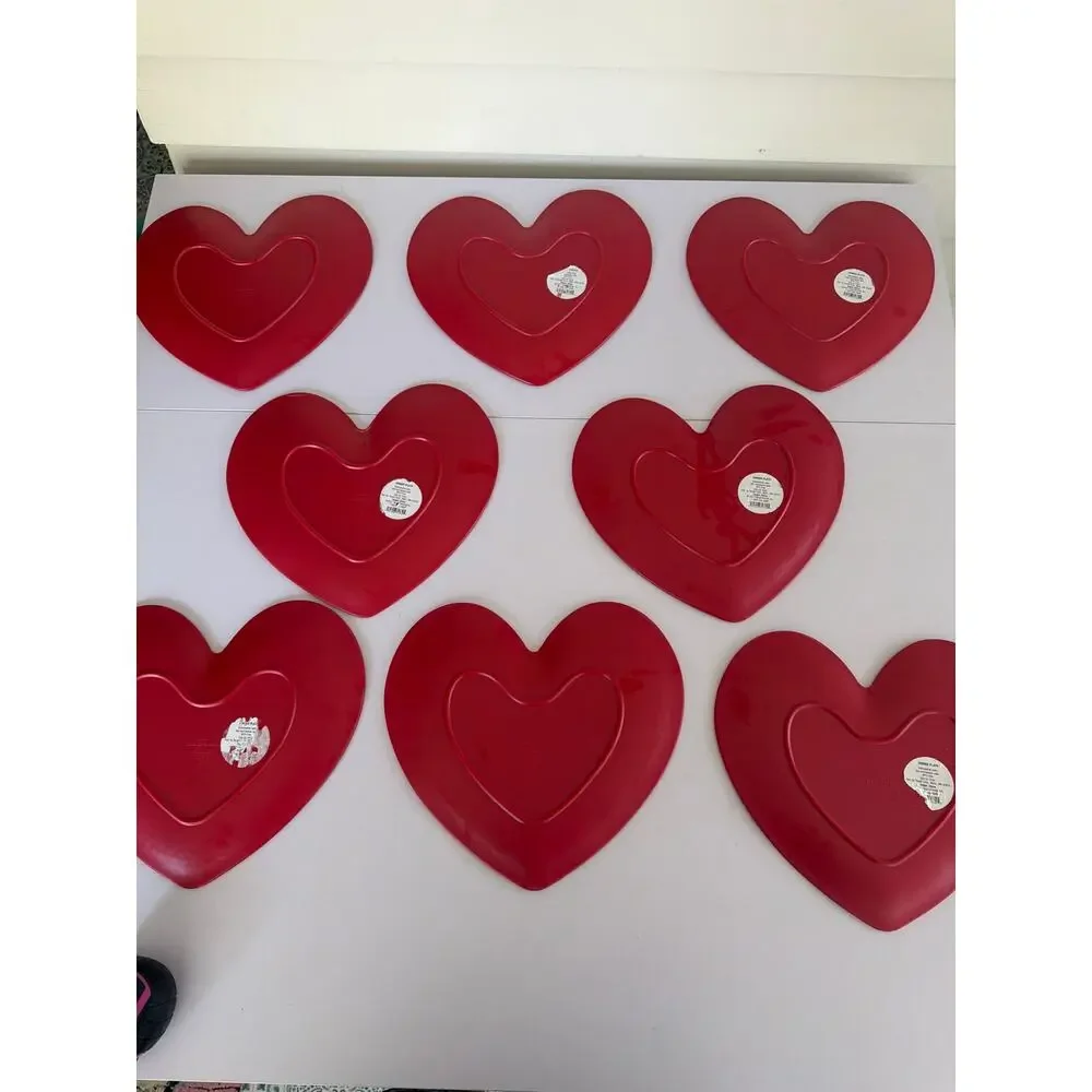 Target Red Heart Melamine Dinner Plates Set of 8 Valentine Ceramic Look Plastic